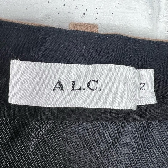 ALC Edwin Split Hem Tan Flat Front Slim Leg Trousers | 2 Long - Picture 2 of 8